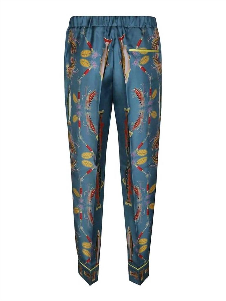 Franco Ferrari Women's Fish Silk Pants In Blue
