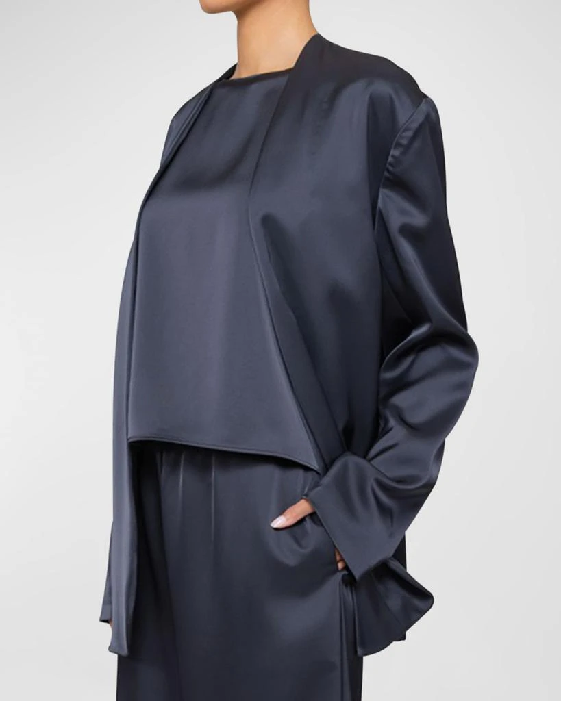 LESET Barb Satin Collarless Blazer 5
