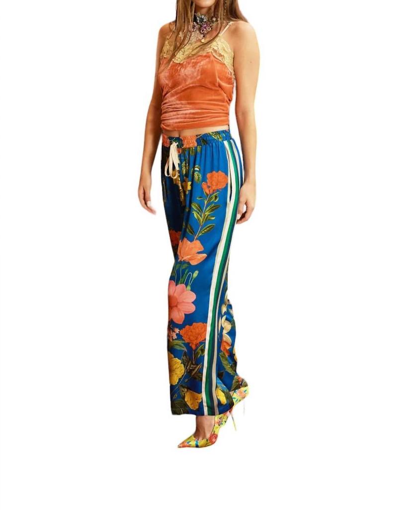 Aratta French Riviera Pants In Cobalt Blue Floral