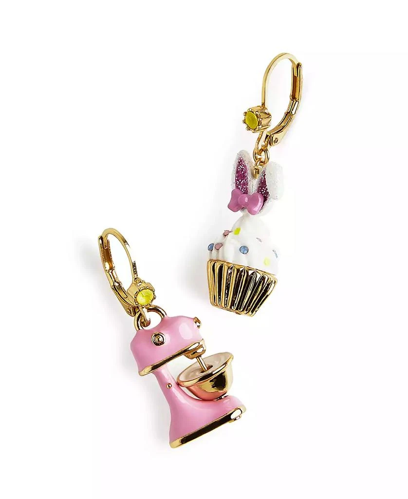 Betsey Johnson Faux Stone Spring Bunny Cupcake Mismatch Earrings 3