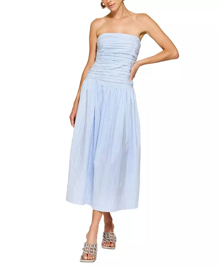 Line & Dot Women's Darra Striped Strapless Midi Dress 1