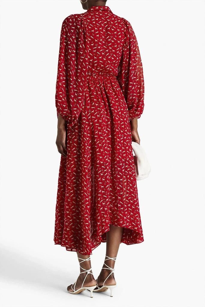 Maje Gathered printed crepe maxi dress 3