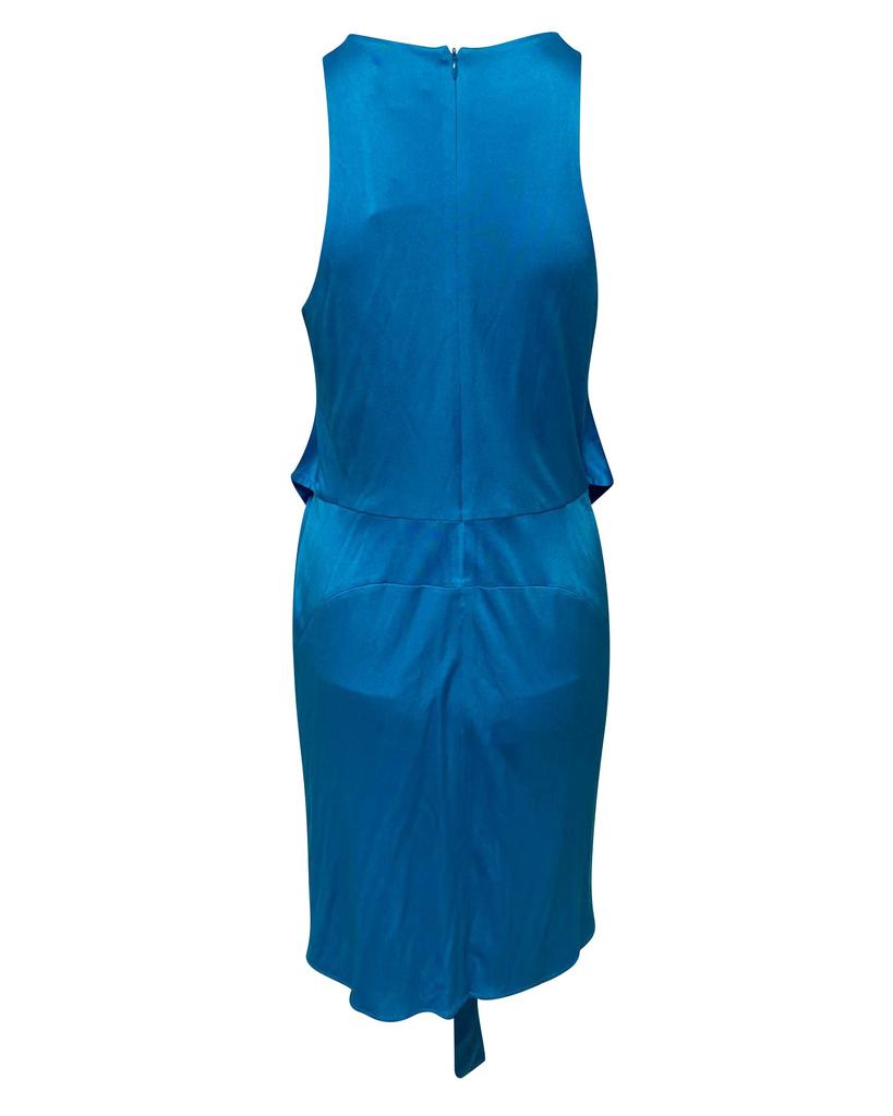 Issa London Blue Silk Drape Belt Dress