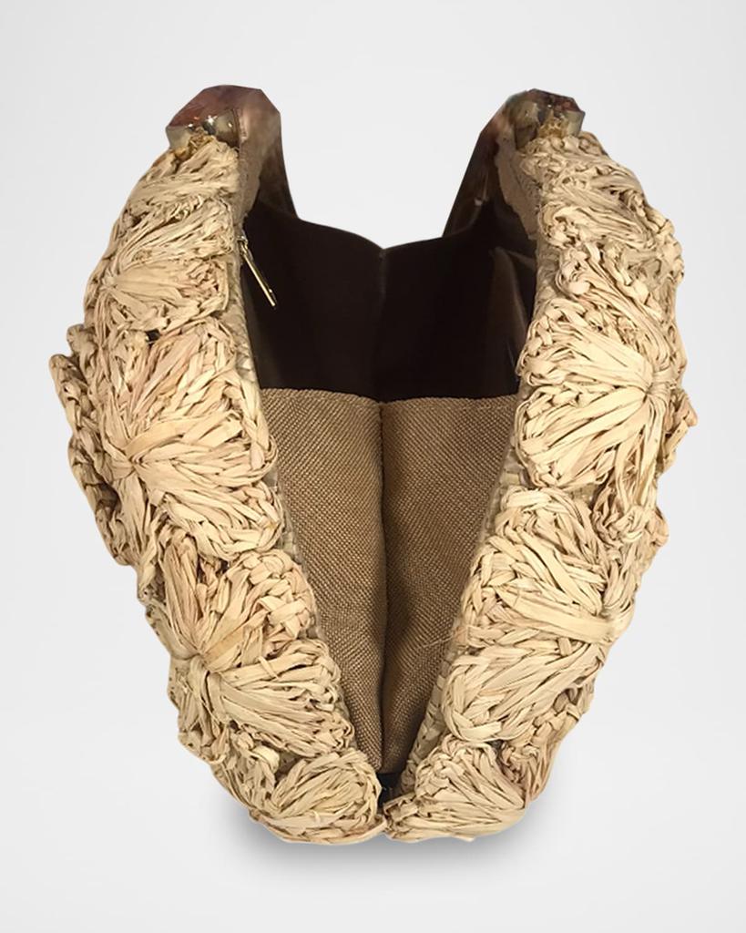 SERPUI Mia Flowers Straw Shoulder Bag