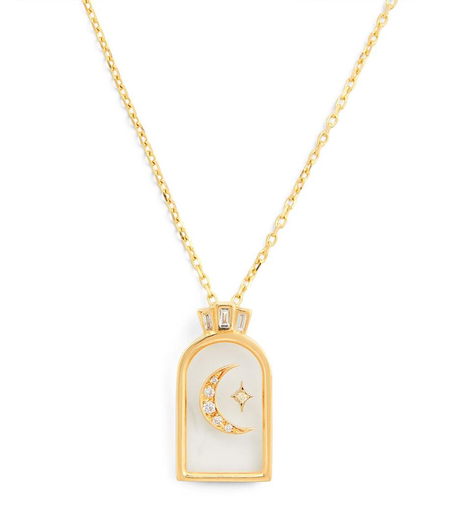 L'ATELIER NAWBAR Yellow Gold and Diamond Biladi Hilal Necklace