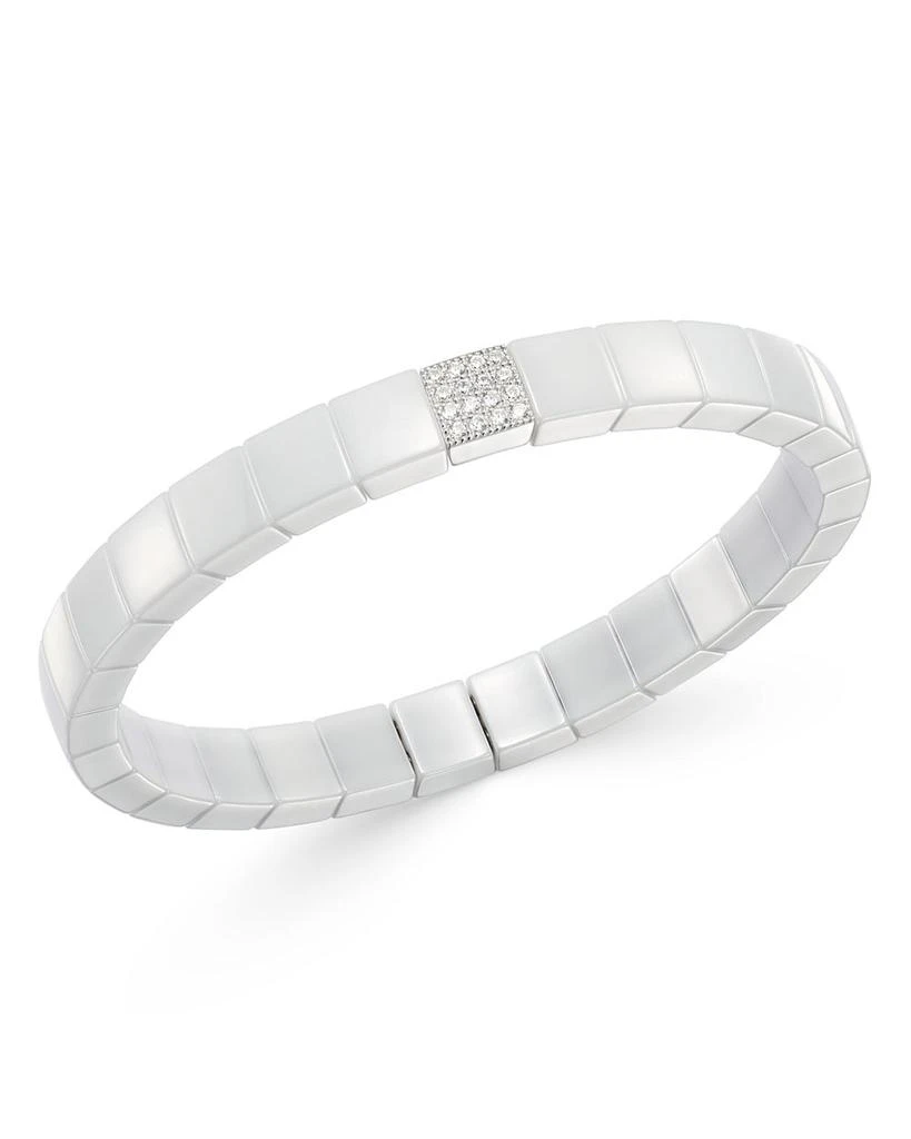 Roberto Demeglio 18K White Gold & White Ceramic Scacco Diamond Stretch Bracelet 1