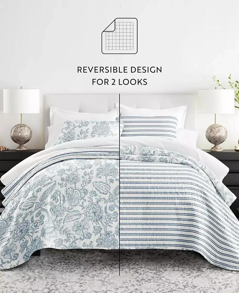 IENJOY HOME Jacobean and Stripe Reversible 3-Pc. Lightweight Quilt Set 3