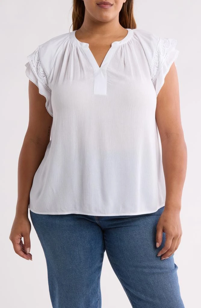 DR2 by Daniel Rainn Flutter Sleeve Woven Top 1