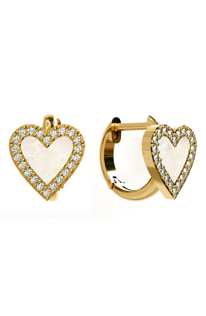 Gabi Rielle CZ Halo Mother of Pearl Heart Stud Earrings