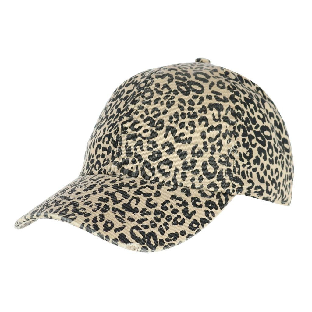 David & Young Women's Distressed Leopard Print Baseball Hat