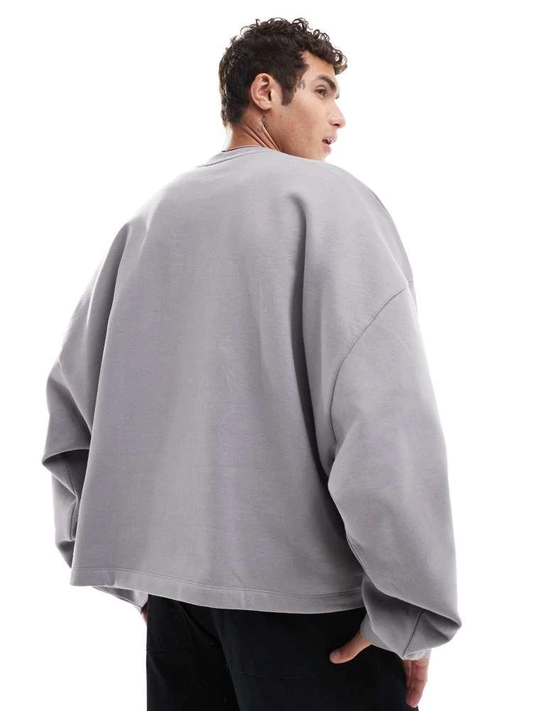 ASOS ASOS DESIGN heavyweight extreme oversized crew neck sweatshirt in grey 4