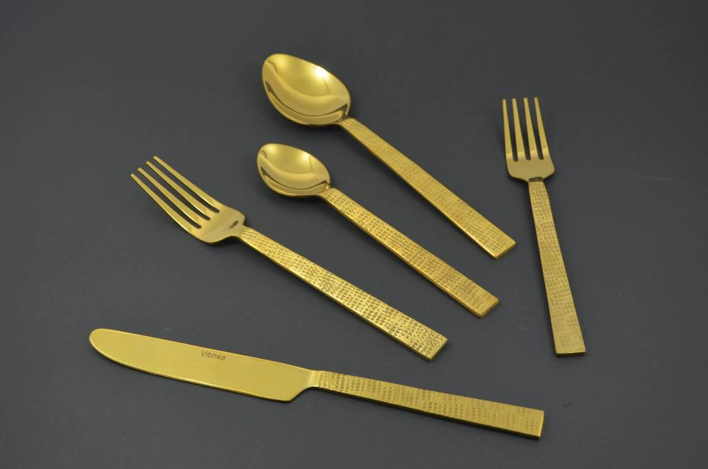 Rustic Style Flatware Shop Rustic Golden Stainless Steel Flatware Set of 20 PC on Sale at ...