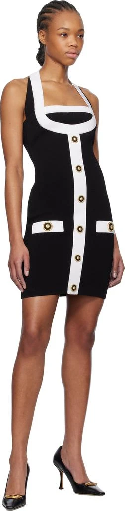 Balmain Black 
White Two-Tone Halterneck Knit Minidress 4