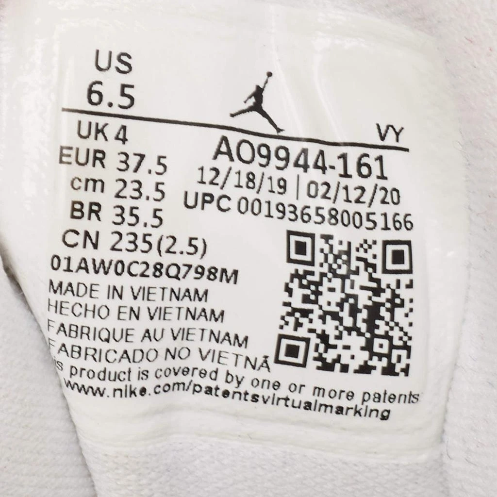 Jordan Air Jordans White/Red Leather Air Jordan 1 White Red Sneakers Size 37.5 7