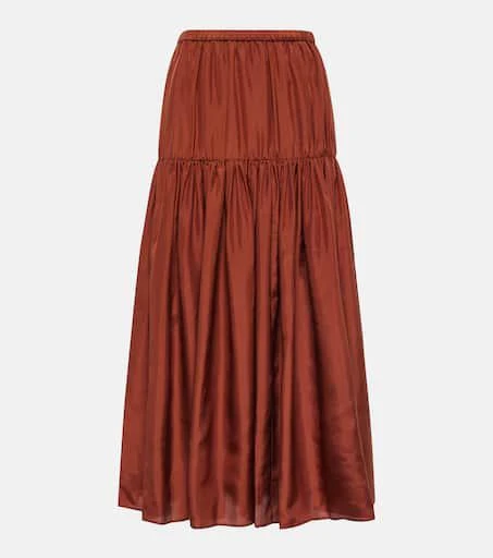 Joseph Safina pleated silk midi skirt 1