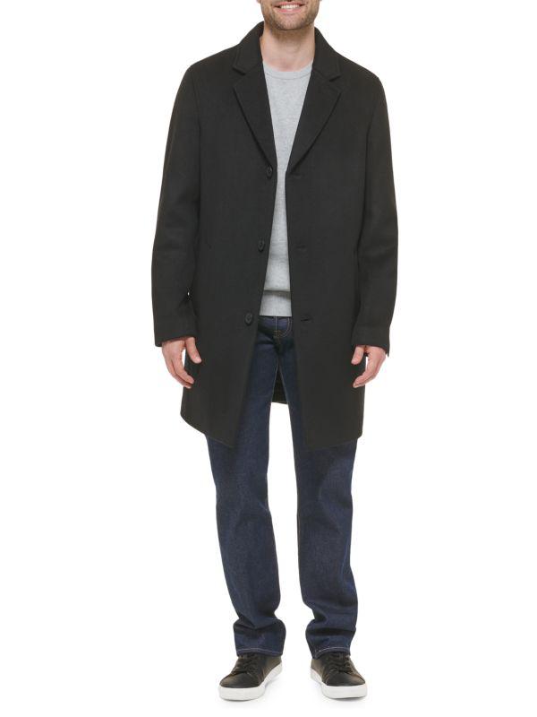 Cole Haan Wool-Blend Notch Collar Coat