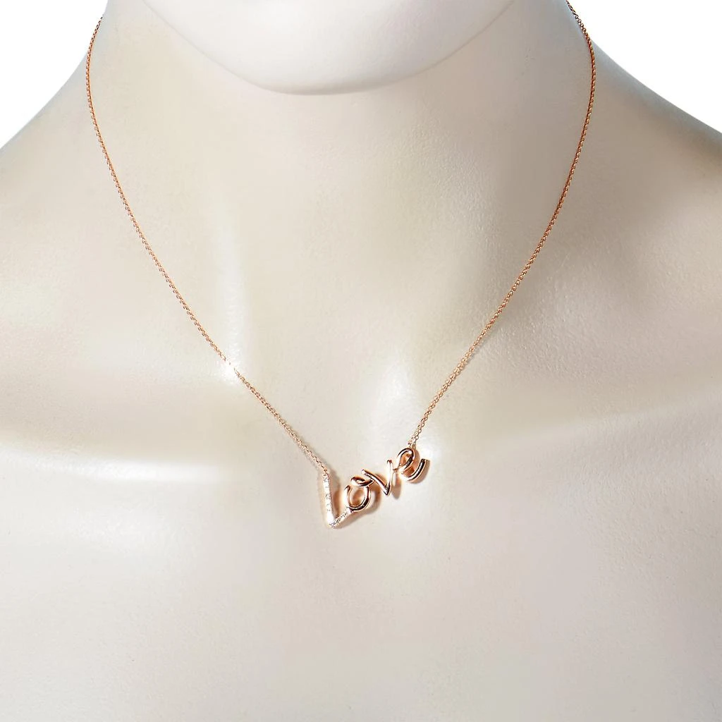 Non Branded 14K Rose Gold 0.10 ct Diamond Love Pendant Necklace 2