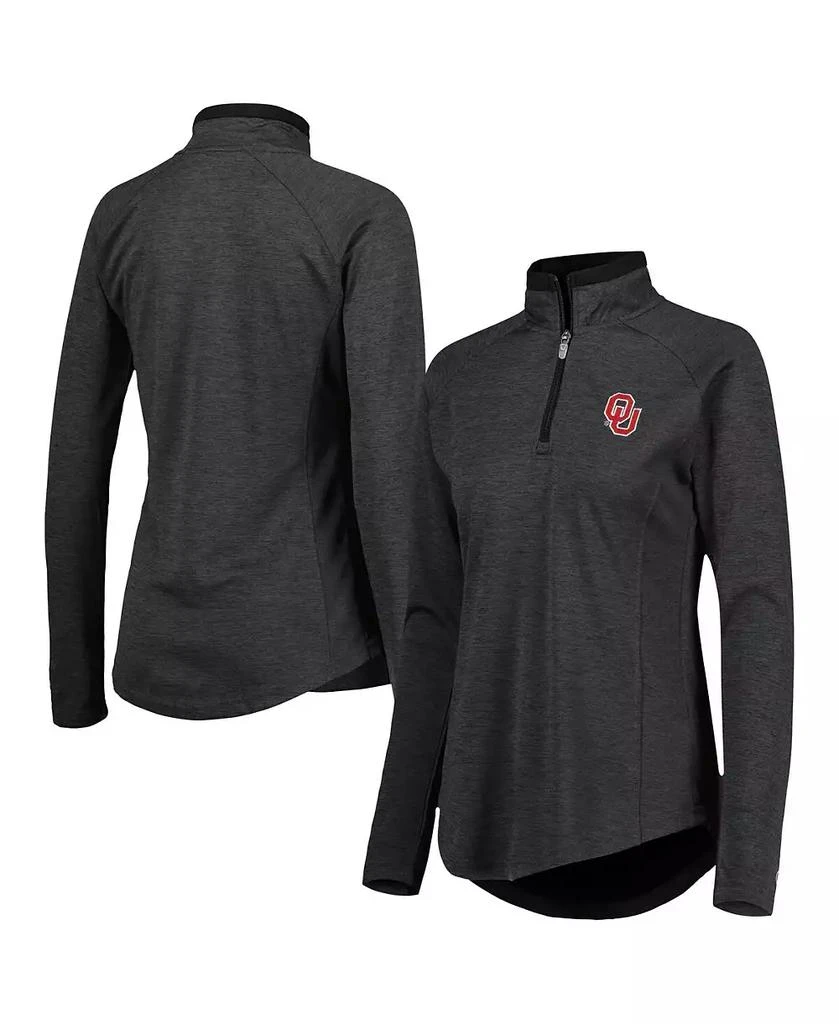 CHAMPION Women's Heathered Black Oklahoma Sooners Core Raglan Quarter-Zip Jacket 1