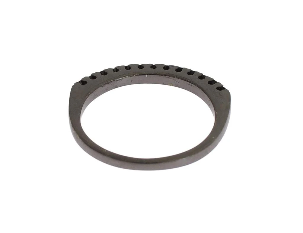Nialaya Nialaya Black CZ Rhodium 925 Silver  Ring 5