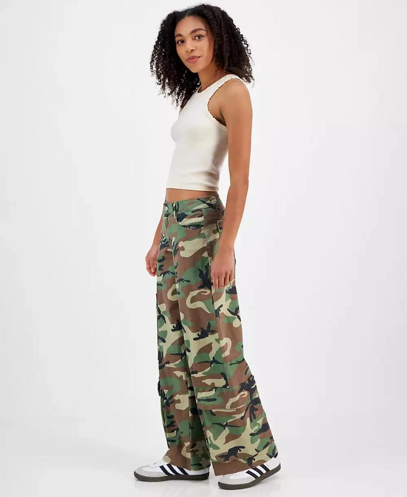 Madden Girl Juniors' Camouflage Wide-Leg Cargo Jeans 4