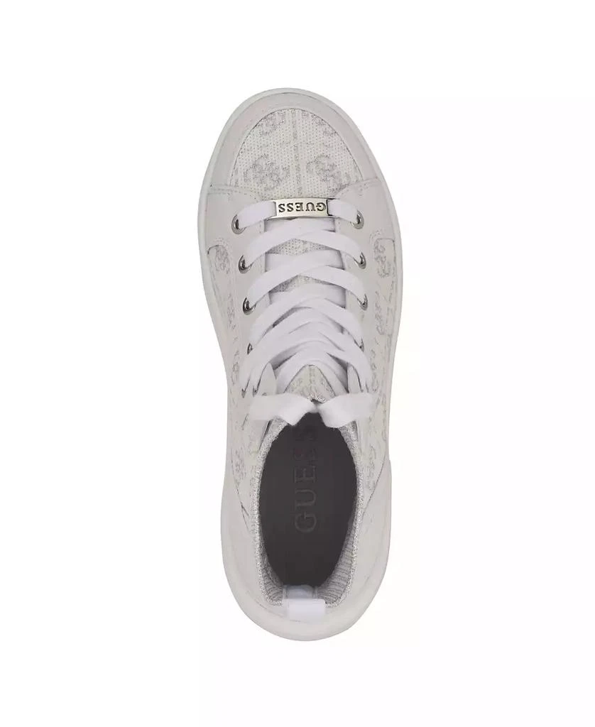 GUESS Women's Mannen Knit Hi-Top Lace-Up Fashion Sneakers 4