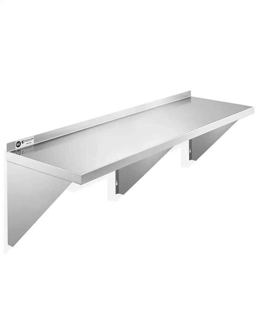 KUTLER 18" x 60" Stainless Steel Shelf, NSF Commercial Wall Mount Shelving w/ Backsplash, Floating Metal Mounted Shelves for Restaurant, Kitchen, Home