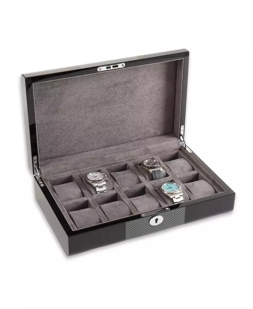 Bey-Berk Carbon Fiber Design Ten Watch Storage Case with Lock Closure 1