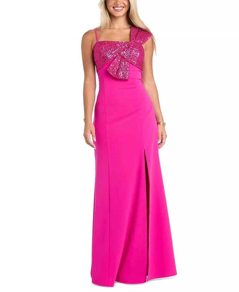 Morgan & Company Juniors' Sequin-Trim Square-Neck Sleeveless Gown 4