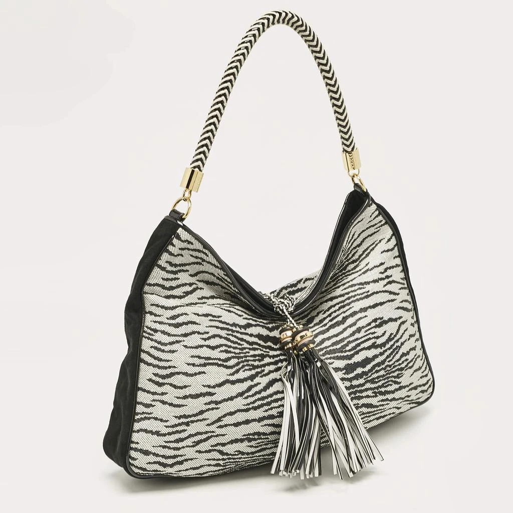 Gianfranco Ferre Gianfranco Ferre Black/White Zebra Effect Straw Tassel Hobo 3