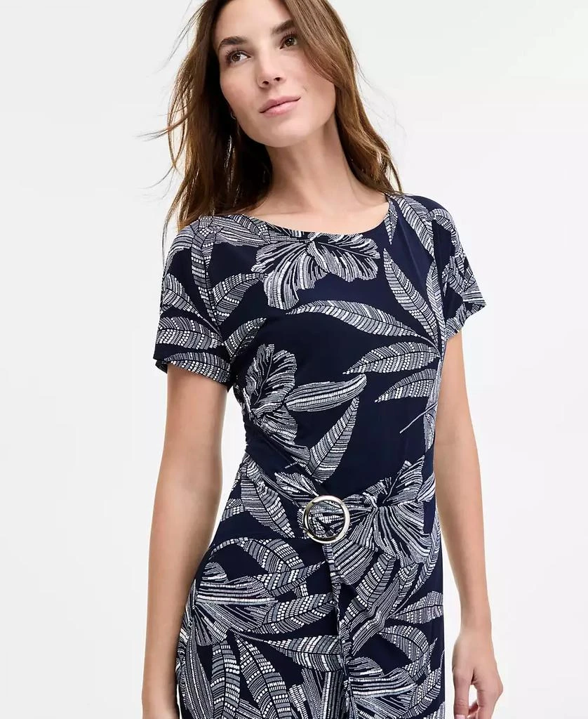 Robbie Bee Women's Printed Round-Neck Faux-Wrap Dress 3