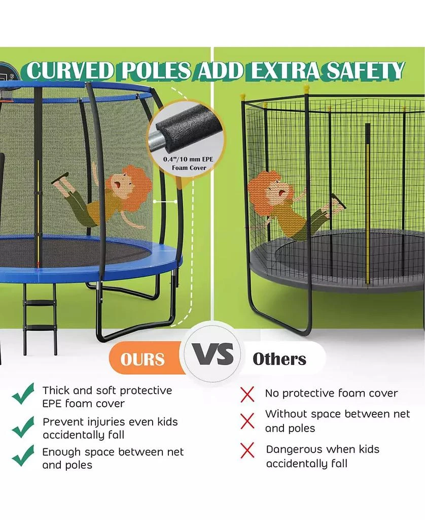 GOUUN 12 Feet Recreational Trampoline with Basketball Hoop 6