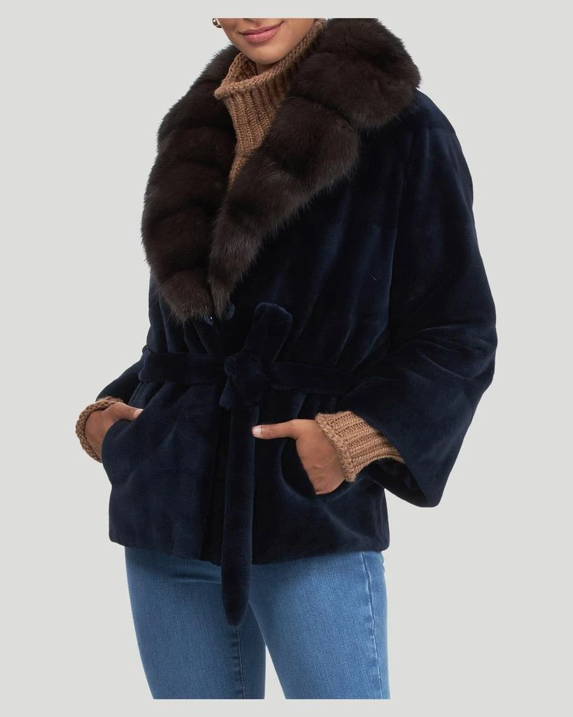 Gorski Sheared Mink Jacket with Sable Collar and Belt 3