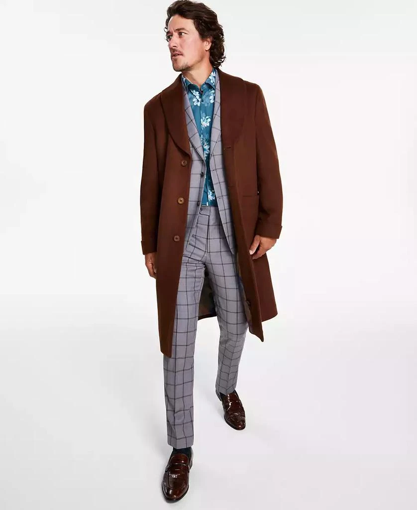 Tallia Men's Classic-Fit Medium Weight Solid Wool Blend Overcoats 1
