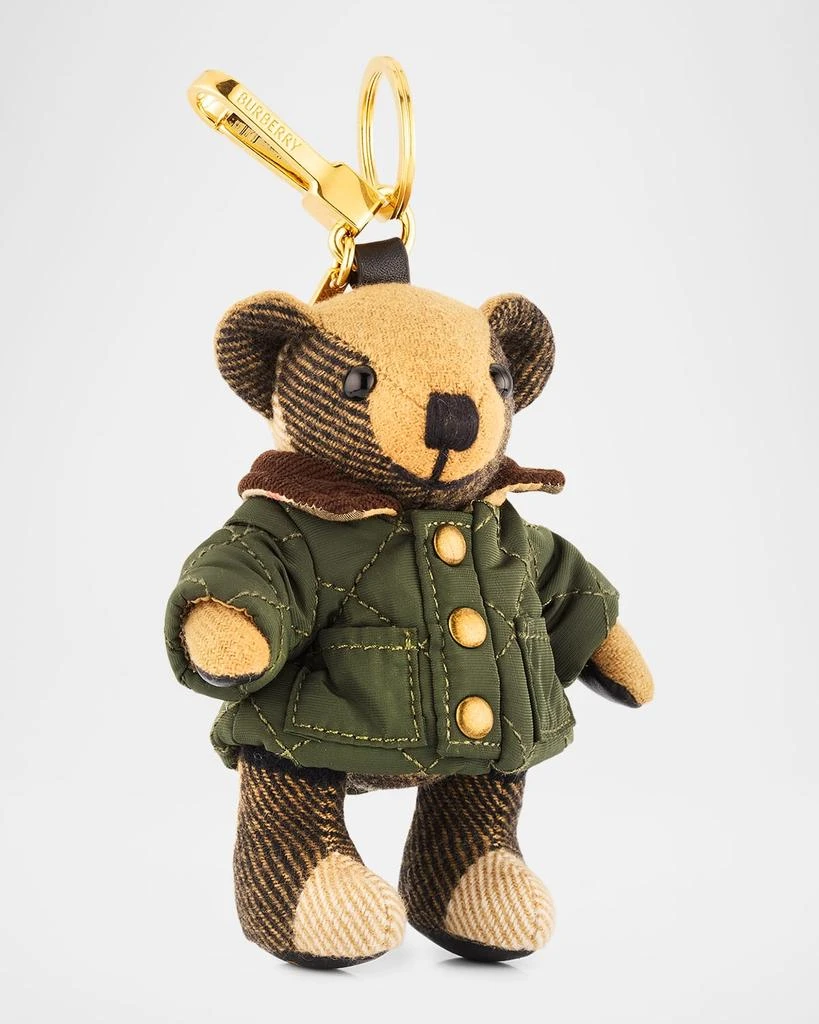 Burberry Thomas Check Cashmere Teddy Bear in Quilted Jacket Bag Charm 2