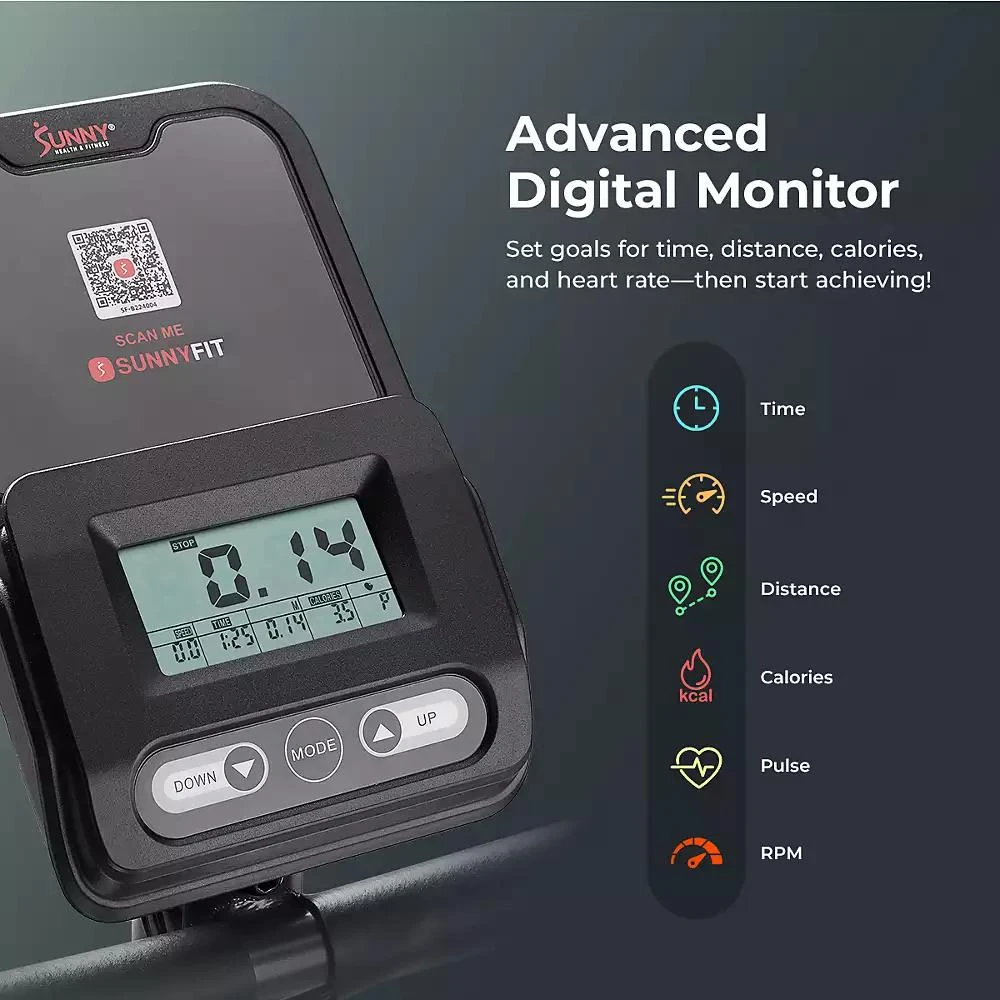 Sunny Health 
Fitness Smart 16-Level Magnetic Resistance Upright Bike, with Workout Bands 
Free SunnyFit App via Bluetooth 5