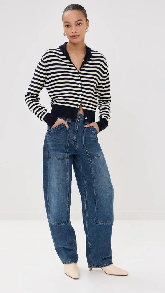 Brandon Maxwell Striped Shrunken Cardigan With Smashed Buttons 4