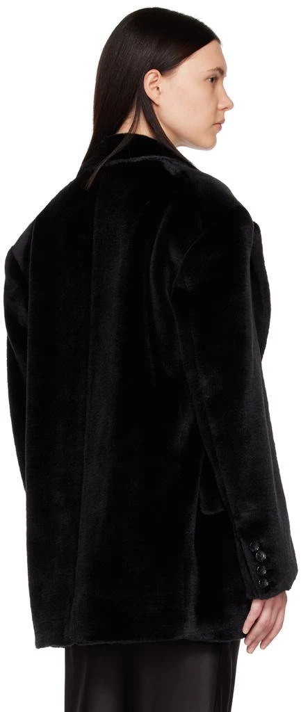 Junya Watanabe Black Notched Lapel Faux-Fur Blazer 3