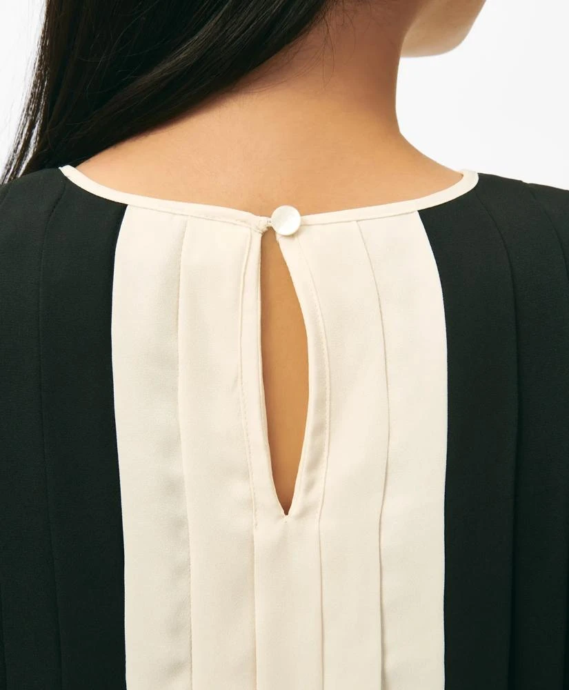Brooks Brothers Colorblock Pleated Belted Dress in Crepe 4