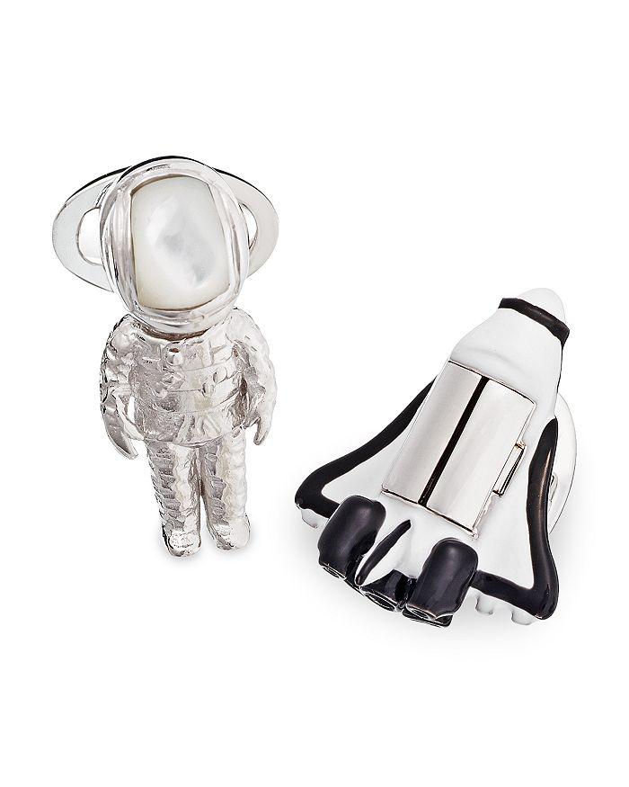 Jan Leslie Astronaut & Rocket Sterling Silver & Mother Of Pearl Cufflinks