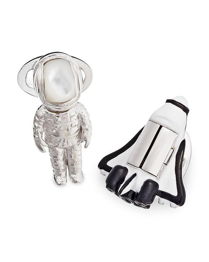 Jan Leslie Astronaut & Rocket Sterling Silver & Mother Of Pearl Cufflinks 1