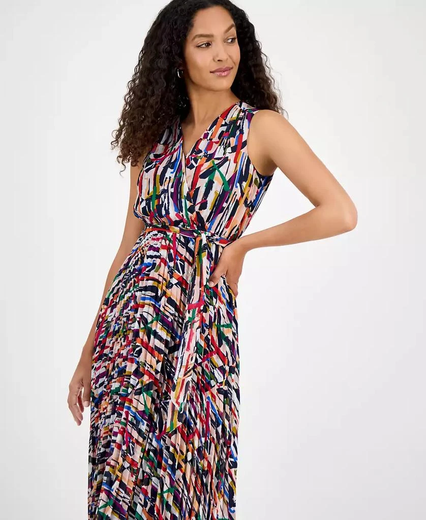 Sandra Darren Petite Printed Pleated Chiffon Maxi Dress 3