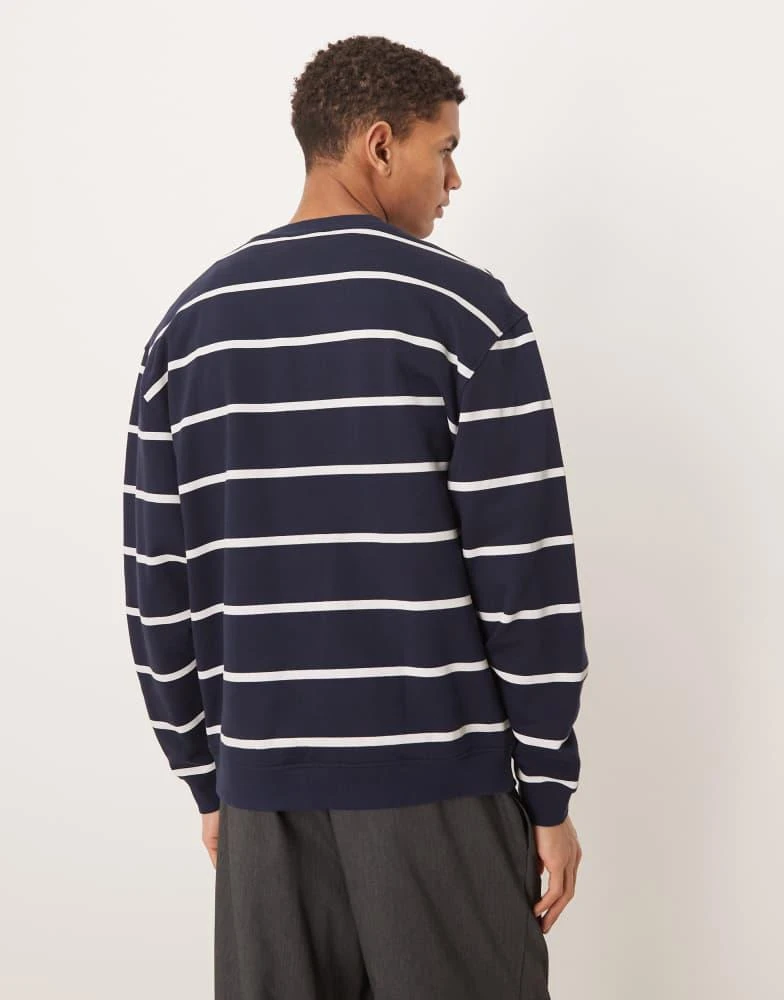 ASOS ASOS DESIGN essential striped sweatshirt in navy 3
