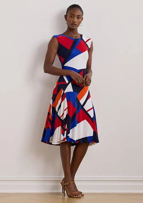 Lauren Ralph Lauren Women's Print Stretch Jersey Dress - Blue Multi