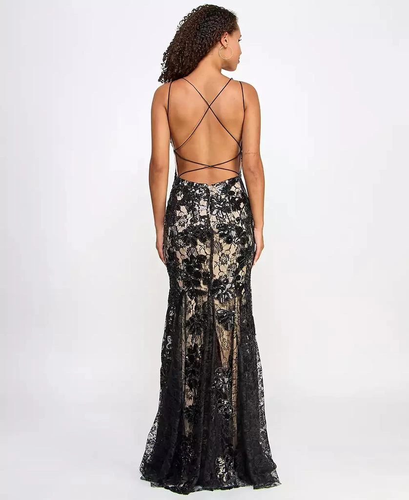 Emerald Sundae Juniors' Sequin And Lace Embellished Godet Dress, Created for Macy's 2