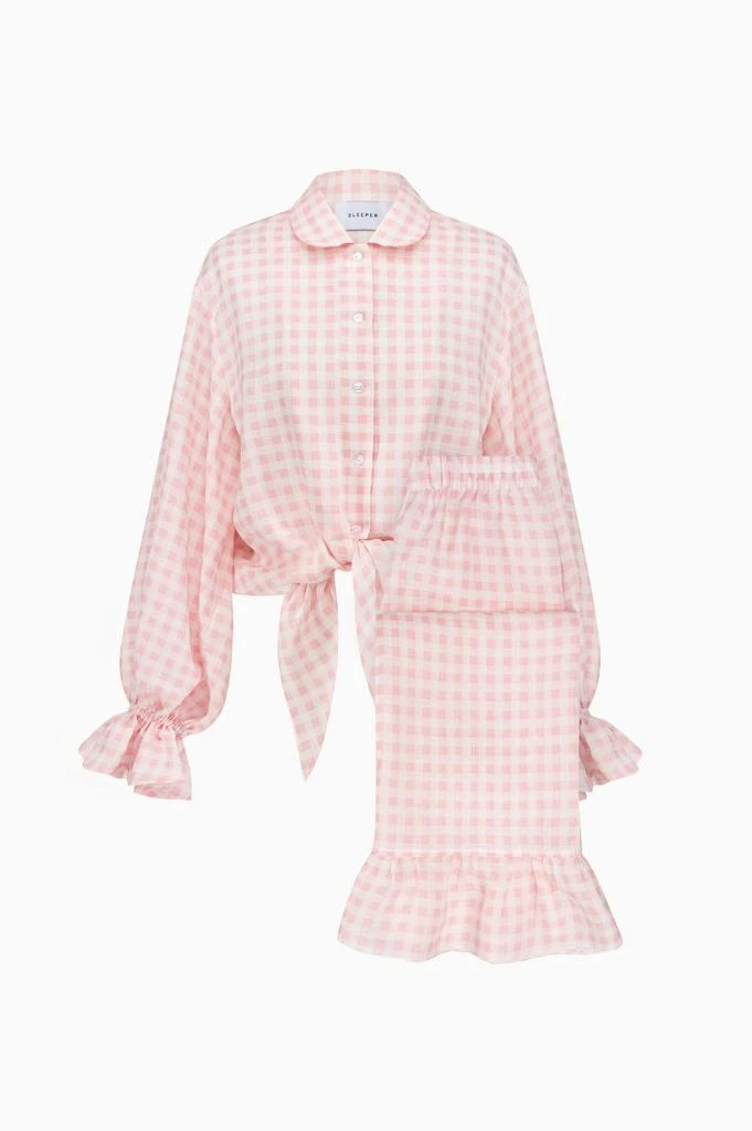 Sleeper Rumba Linen Lounge Suit in Pink Vichy 1