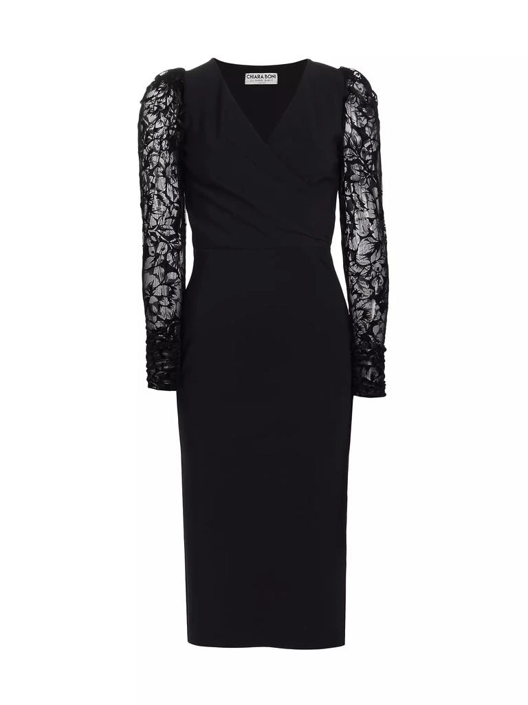 Chiara Boni Inari Lace-Sleeve Cocktail Midi-Dress 1
