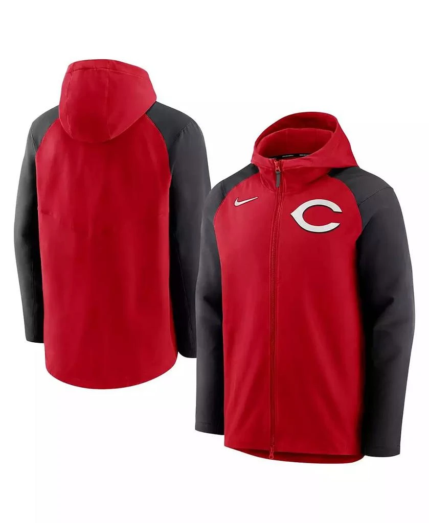 NIKE Men's Red and Black Cincinnati Reds Authentic Collection Full-Zip Hoodie Performance Jacket 1