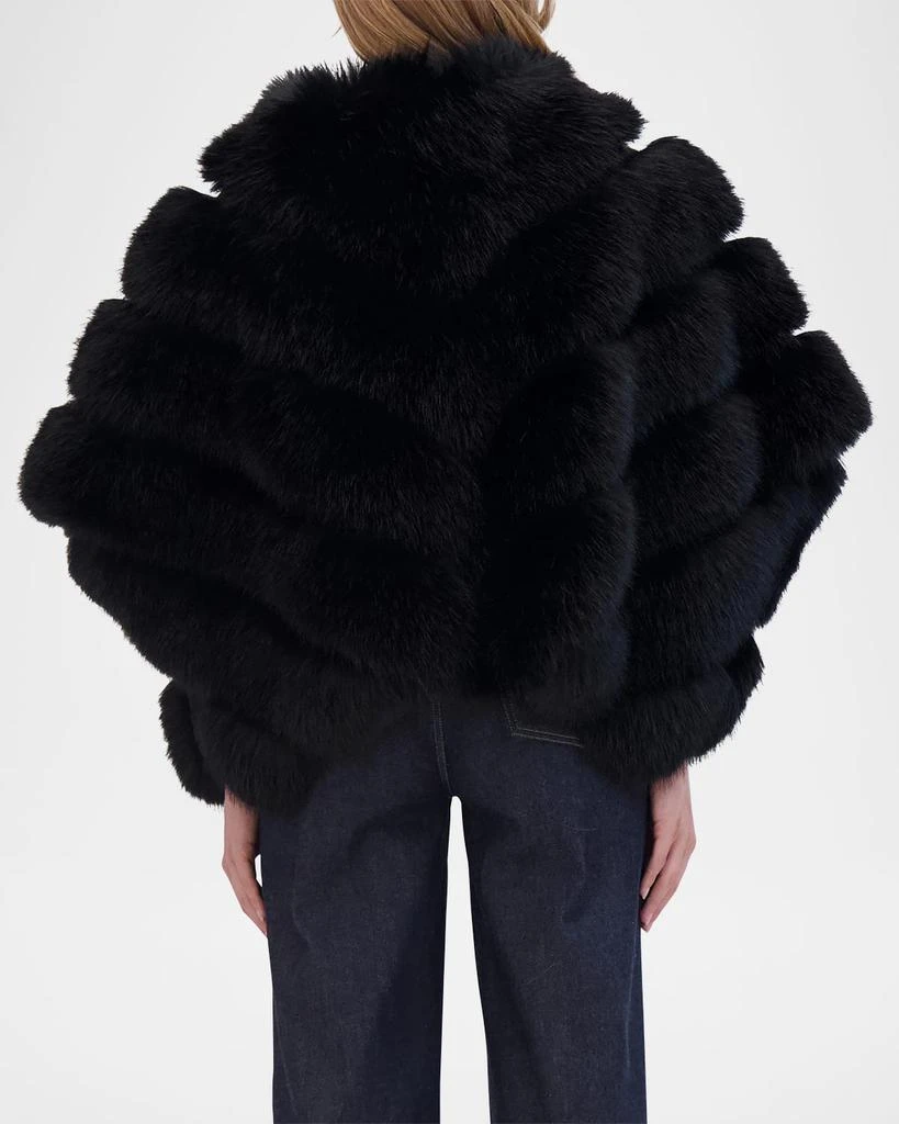 Theia Chevron Fox-Like Faux Fur Cape 5