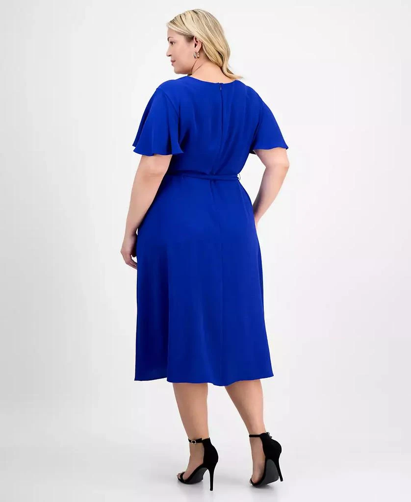 Connected Plus Size Tie-Waist Flutter-Sleeve Midi Dress 5