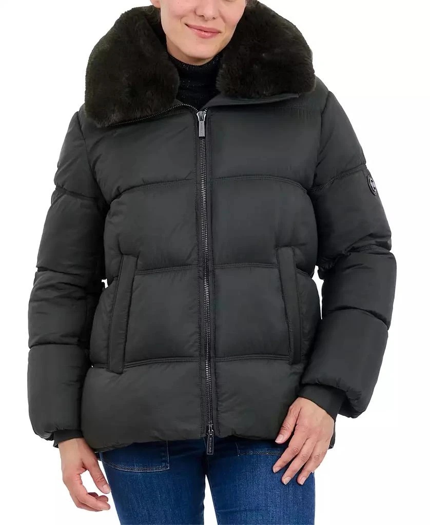 Michael Kors Women's Faux-Fur-Collar Hooded Puffer Coat, Created for Macy's 1